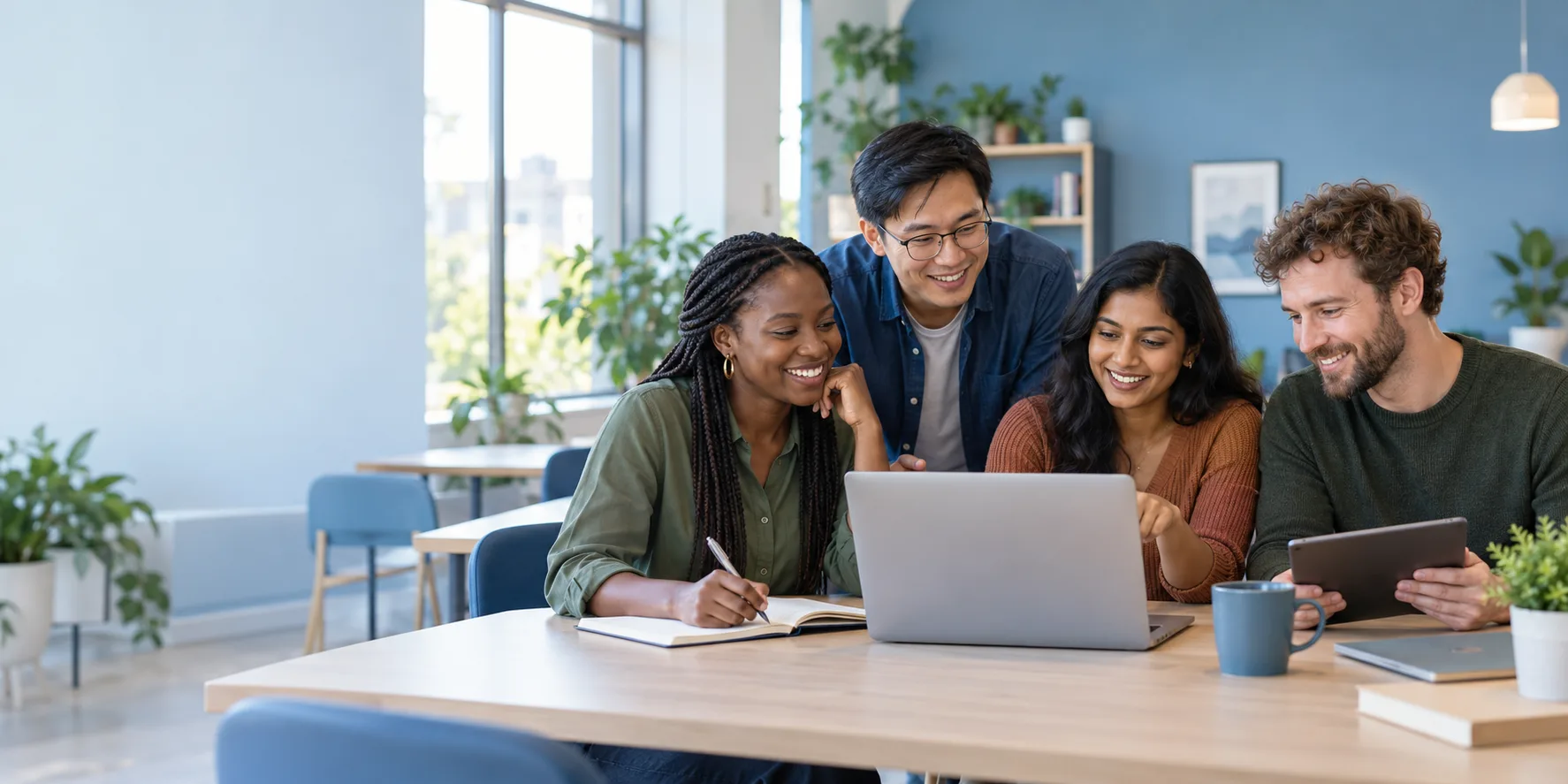 Apprenants de cultures diverses étudiant ensemble